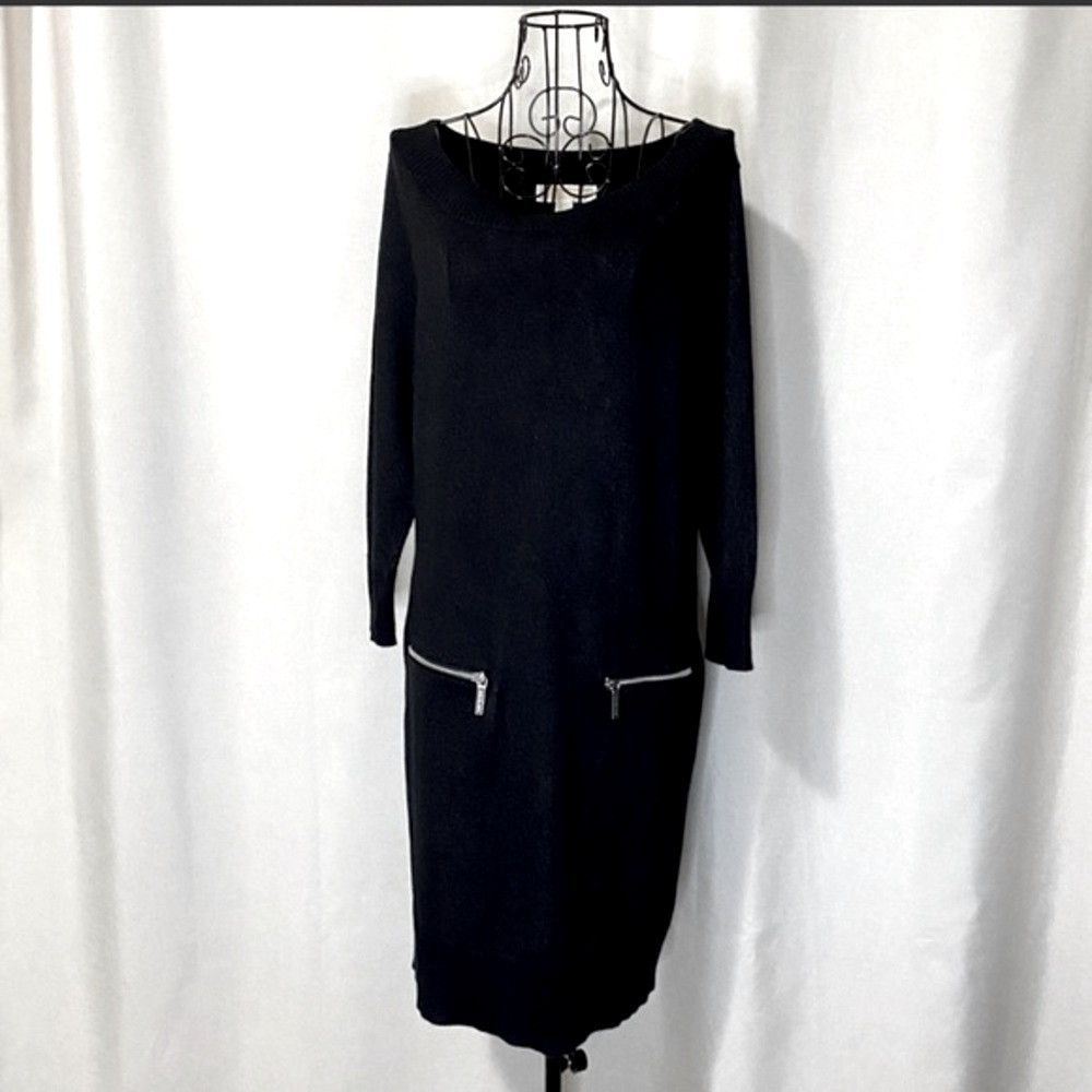 MICHAEL KORS Black Shimmer Sweater Dress